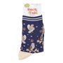 Women's Bamboo Socks Barn Owls Navy Blue, thumbnail 4 of 4