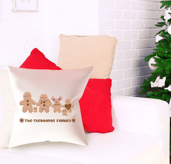 Personalised Christmas Gingerbread Family Cushion Cover, 3 of 3