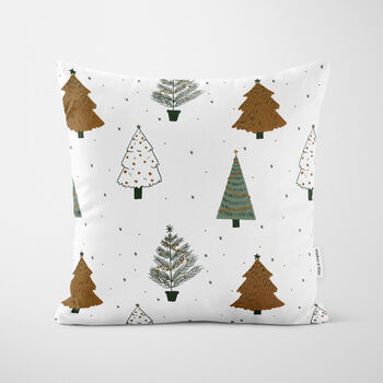 Christmas Trees Green And Gold Cushion, 3 of 4