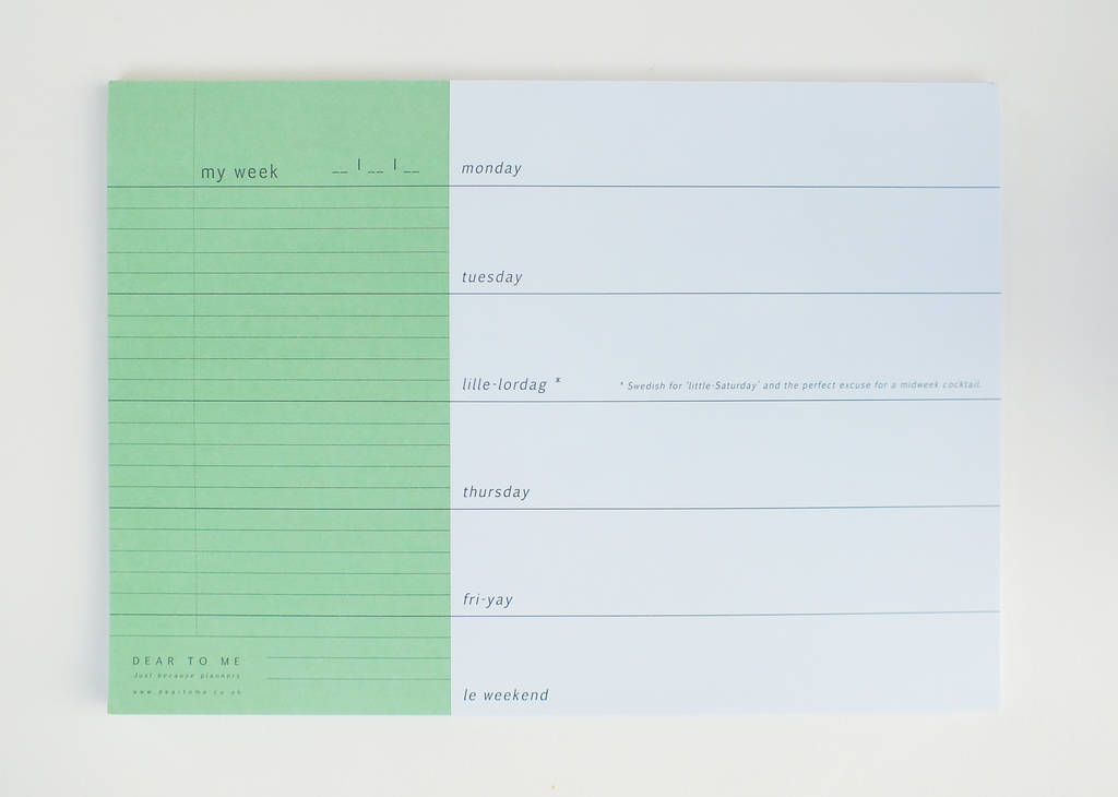 Weekly A4 Desk Planner, In Mint Green By DEAR TO ME STUDIO ...