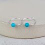 Sterling Silver Charm Hoops With Turquoise Bead, thumbnail 2 of 4