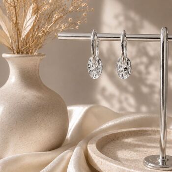 Coin Drop Silver Hoop Earrings, 4 of 11