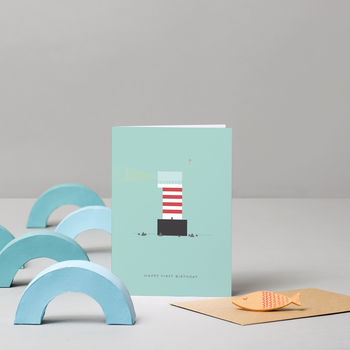 'Lighthouse' First Birthday Card, 4 of 4