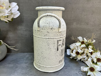 White Metal Milk Churn Vase – Round Decorative, 3 of 12