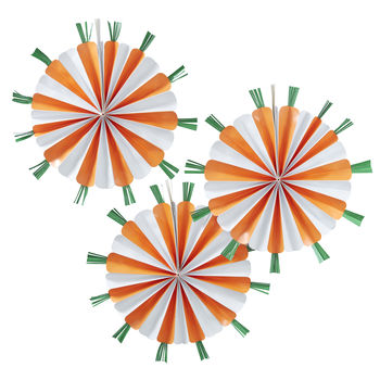 Easter Carrot Shaped Party Fan Decorations Three Pack, 2 of 3