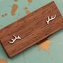 Sterling Silver Stag Deer Antler Stud Earrings, thumbnail 3 of 12