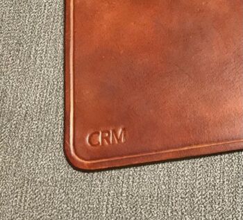 Personalised Stamped Leather Mouse Mat, Spanish Brown, 5 of 12