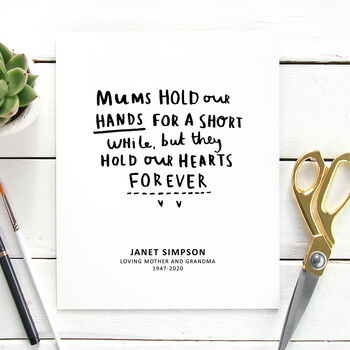 Mums Hold Our Hearts Forever Remembrance Print, 3 of 5