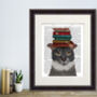 Grey Cat With Books, Book Print, Framed Or Unframed, thumbnail 1 of 6