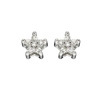9ct White Gold And Diamond Star Stud Earrings*, 2 of 3