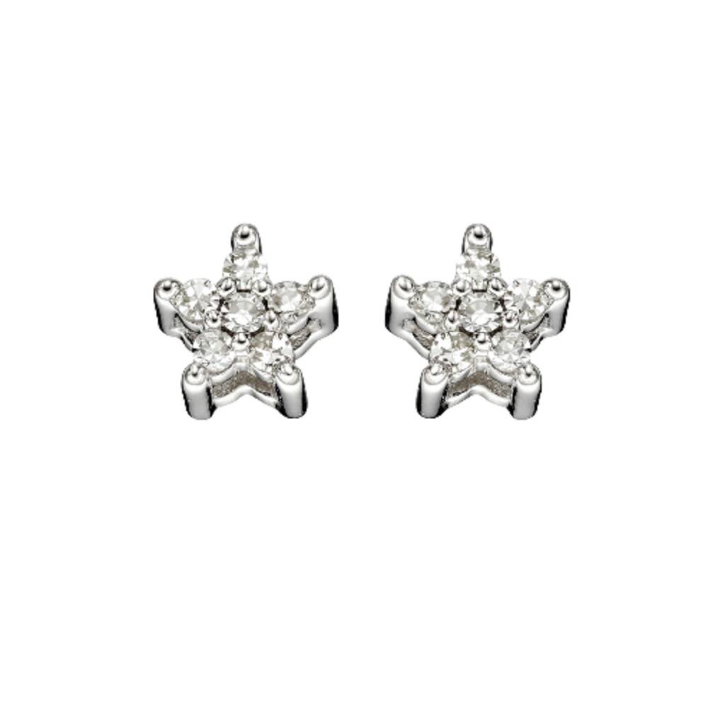 9ct White Gold And Diamond Star Stud Earrings* By Oh So Cherished