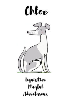 Whippet Personalised Dog Name And Personality Print, 4 of 6