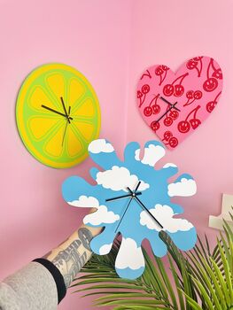 Cherry Happy Face Heart Shape Decorative Clock, 7 of 7