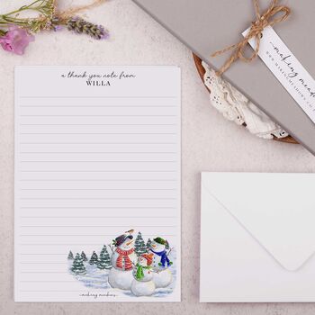 A5 Personalised Letter Writing Paper With Snowmen, 3 of 4
