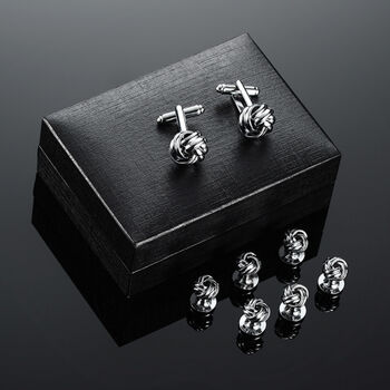 Six Silver Dress Shirt Tuxedo Studs And Cufflink Set, 3 of 7