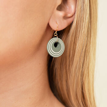 Green And Cream Stripey Circular Earrings, 2 of 6