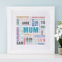 Personalised Mum Square Typographic Word Art, thumbnail 7 of 12