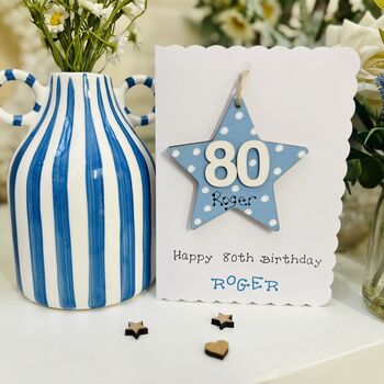 Personalised 80th Birthday Card Wooden Heart Gift, 3 of 8