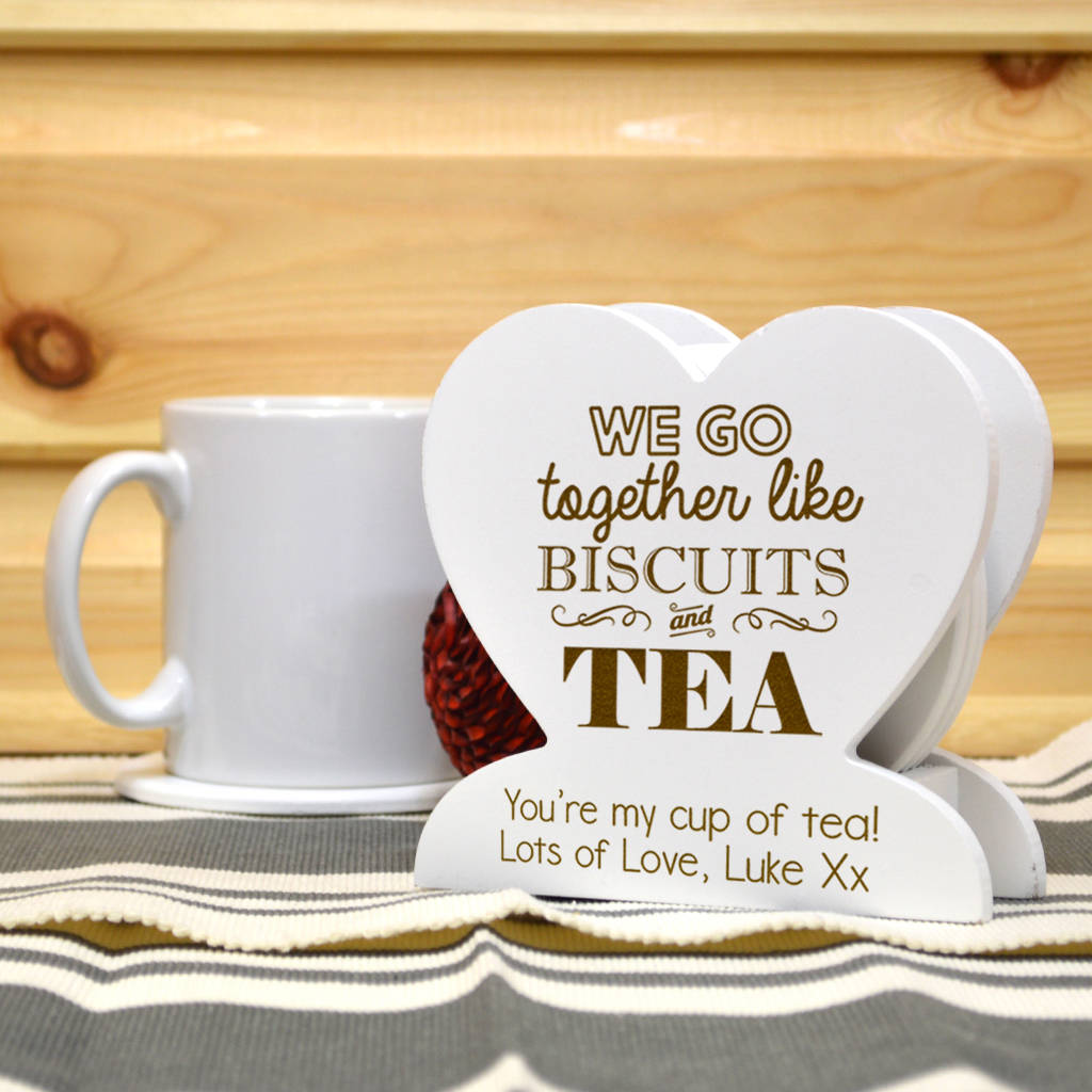 personalised wooden coaster gift set by