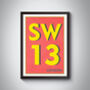 Sw13 Barnes, London Postcode Typography Print, thumbnail 10 of 10