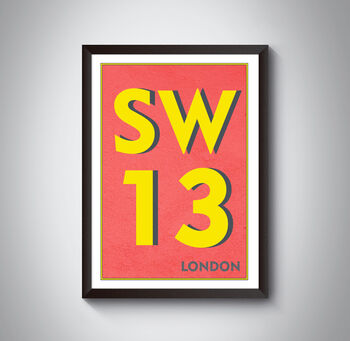 Sw13 Barnes, London Postcode Typography Print, 10 of 10