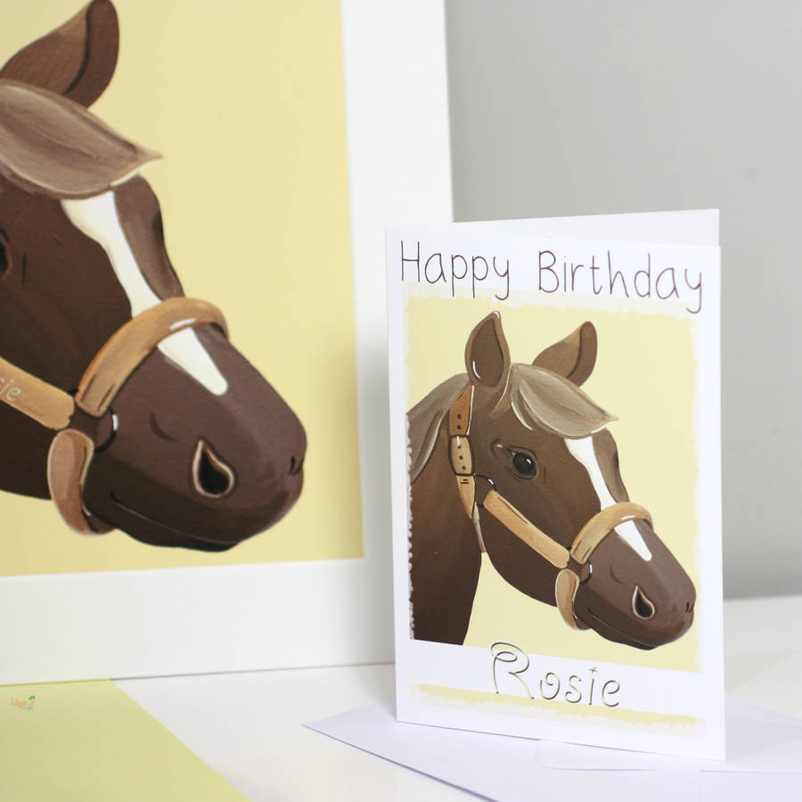 personalised pony horse birthday card by liza j design ...