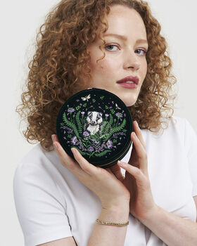Badger Embroidered Green Circle Jewellery Box, 2 of 6