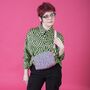 Boxy Crossbody Bag Pink Leopard Print On Teal, thumbnail 1 of 7