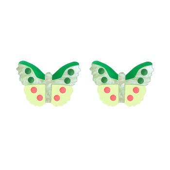 Butterfly Stud Earrings In Green, 2 of 2