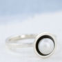 Pearl Stacking Ring Set. Oxidised Sterling Silver, thumbnail 6 of 8