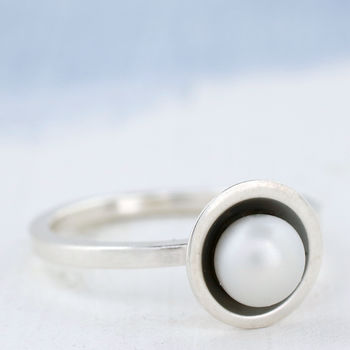 Pearl Stacking Ring Set. Oxidised Sterling Silver, 6 of 8