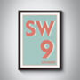 Sw9 Stockwell, London Postcode Typography Print, thumbnail 7 of 8