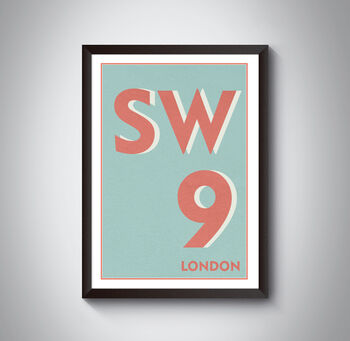 Sw9 Stockwell, London Postcode Typography Print, 7 of 8