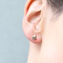 Emerald Green Eye Sterling Silver Gold Stud Earrings, thumbnail 3 of 5