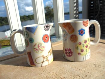 Set Of Two Mini Cream Jugs In Sewing Room Design, 12 of 12