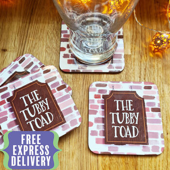 Personalised Home Bar Set Of Four Coasters, 2 of 9