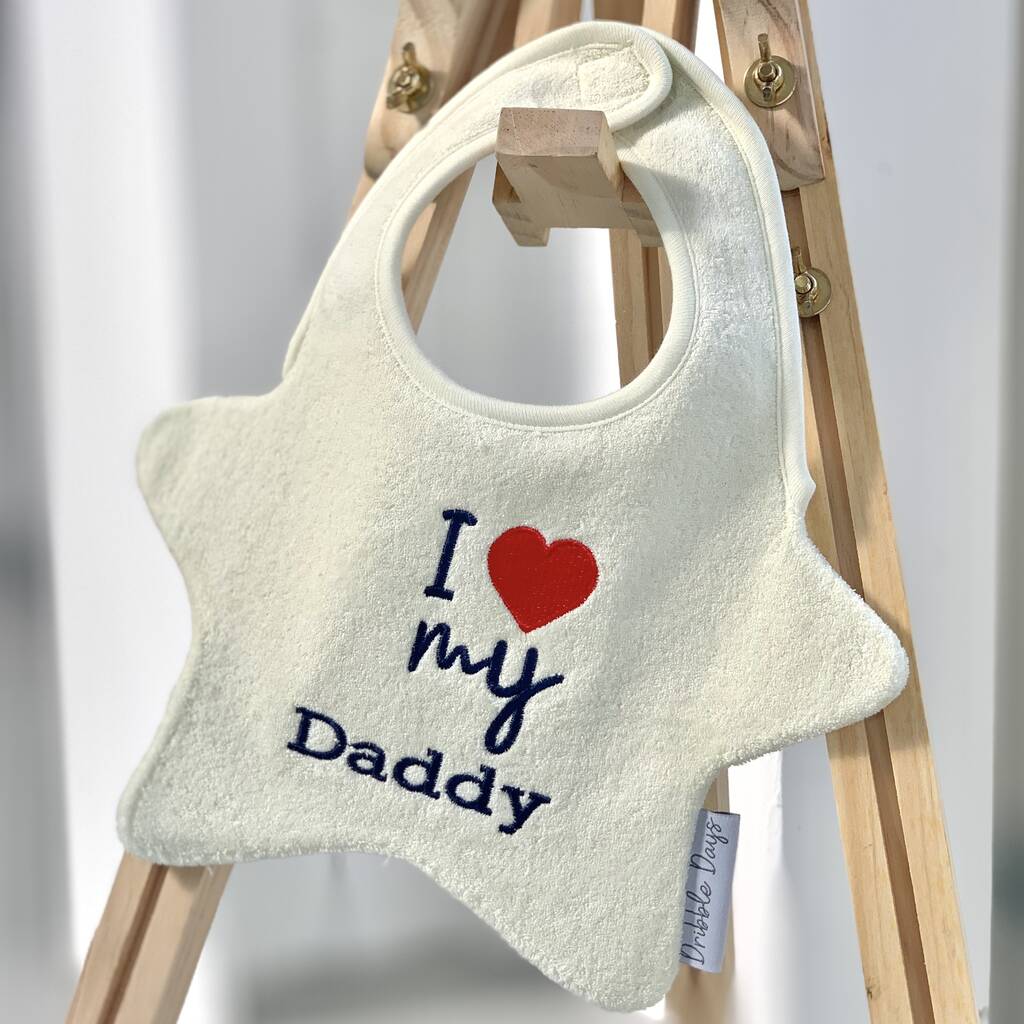 'I Love My' Embroidered Baby Bib, 1 of 7