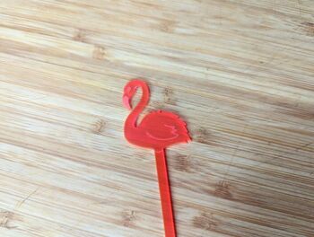 Flamingo Drink Stirrer On Neon Pink Translucent Acrylic, 6 of 6