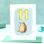 Hedgehog 11th Birthday Card, thumbnail 1 of 9