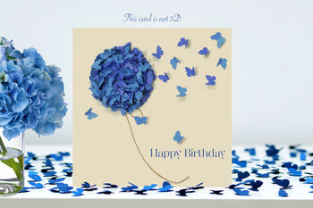 Butterfly Aunty Blue Hydrangea Birthday Card, Not 3D, 7 of 12