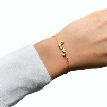 Plain Five Star Bracelet Rose Or Gold Plated 925 Silver, 2 of 8