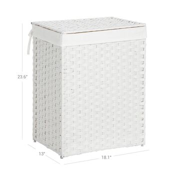 90 L White Handwoven Clothes Laundry Hamper Basket, 7 of 8