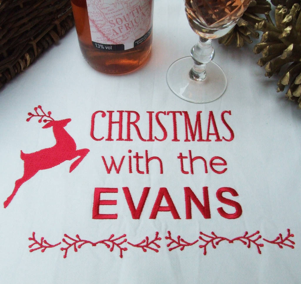 Personalised Organic Christmas Dinner Tablecloth, 1 of 4