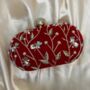 Deep Red Velvet Handcrafted Oval Clutch Bag, thumbnail 7 of 7