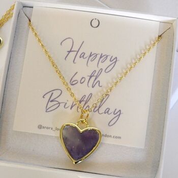 60th Birthday Gift For Her Amethyst Crystal Pendant, 2 of 8