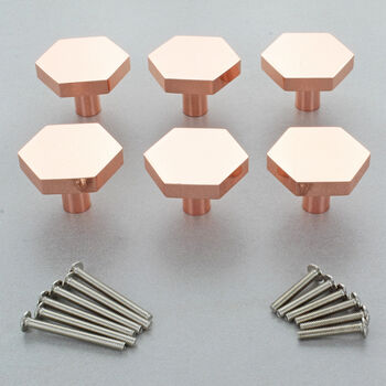 Rose Gold Luxury Hexagon Shape Cabinet Pull Knobs, 3 of 4