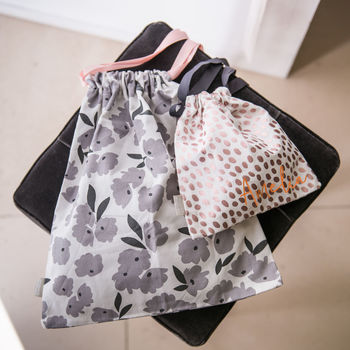 Personalised Cotton Drawstring Travel Bag Set, 2 of 3