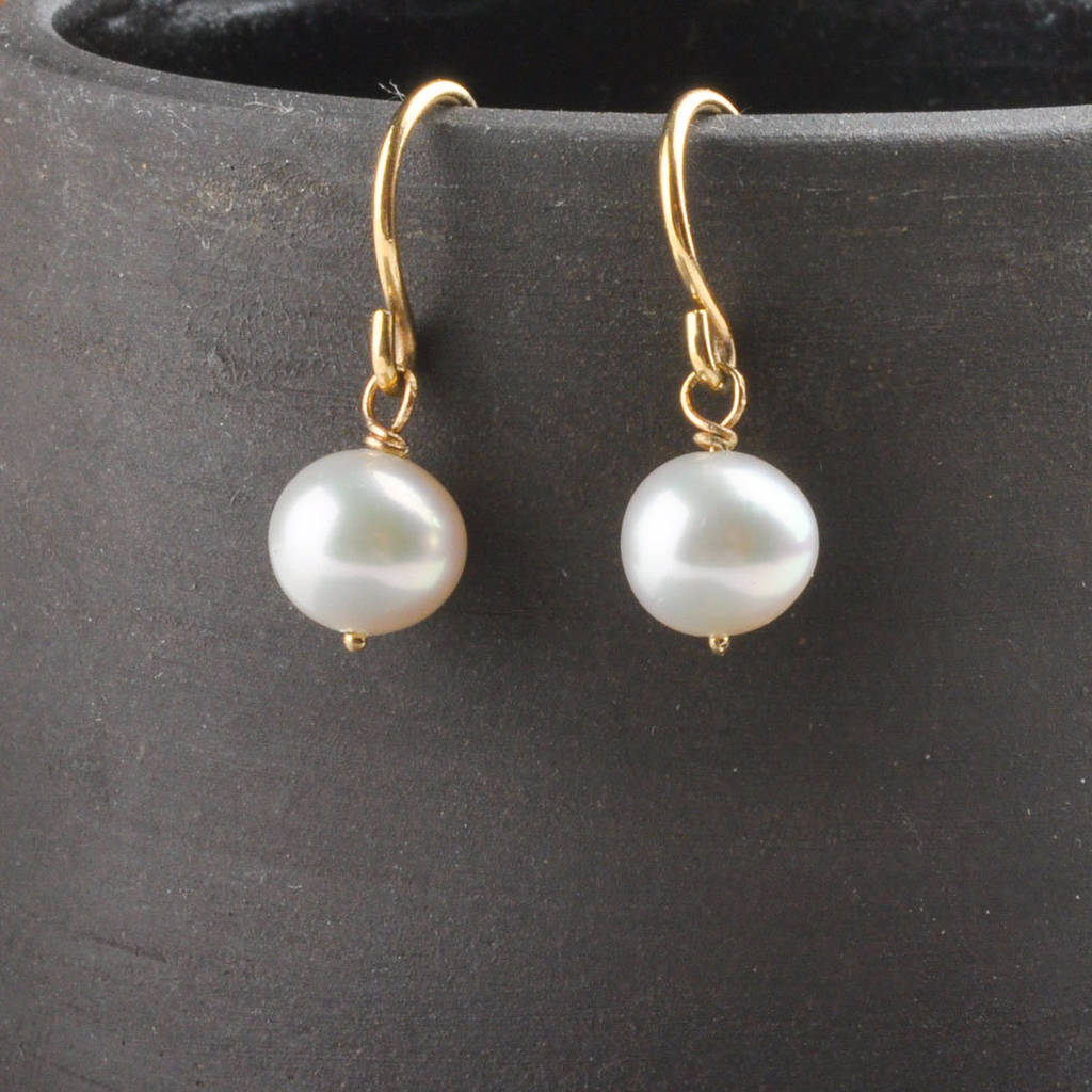 Freshwater Pearl Solid Gold Hook Earrings By LINDSAY PEARSON ...