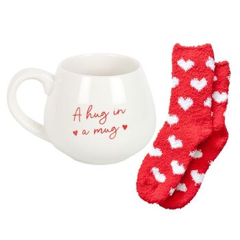 Hug In A Mug Heart Mug And Socks Set, 3 of 4