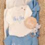 Personalised Embroidered Ruffle Frill New Baby Name Knitted Blanket, thumbnail 5 of 8